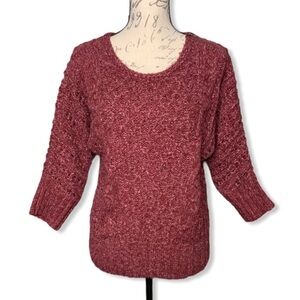 LOFT 3/4 Sleeve Crochet Cable Knit Sweater